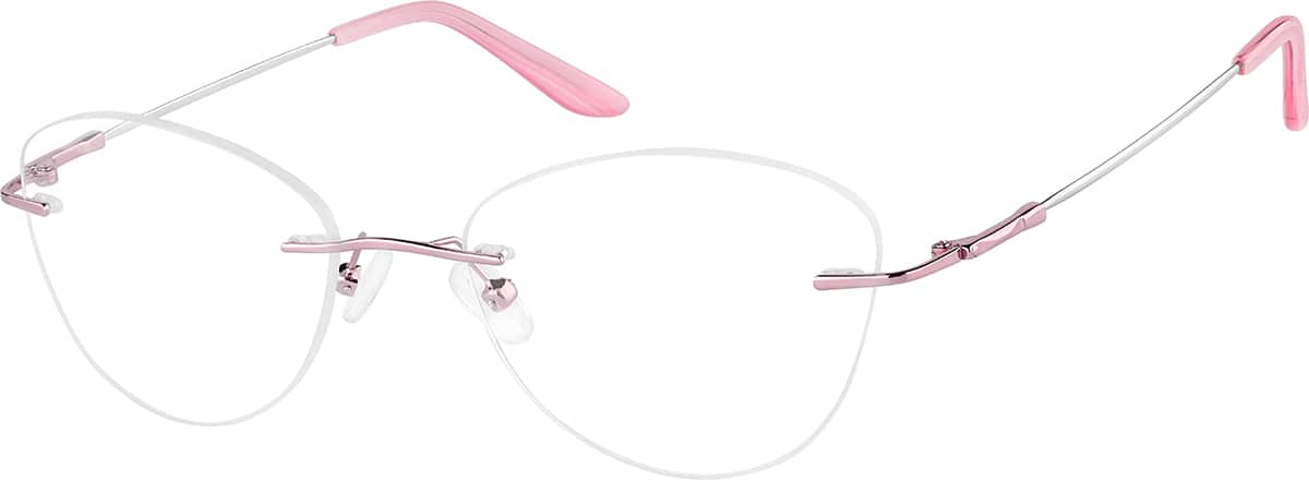 Angle view of Rimless Glasses 210519 in Pink