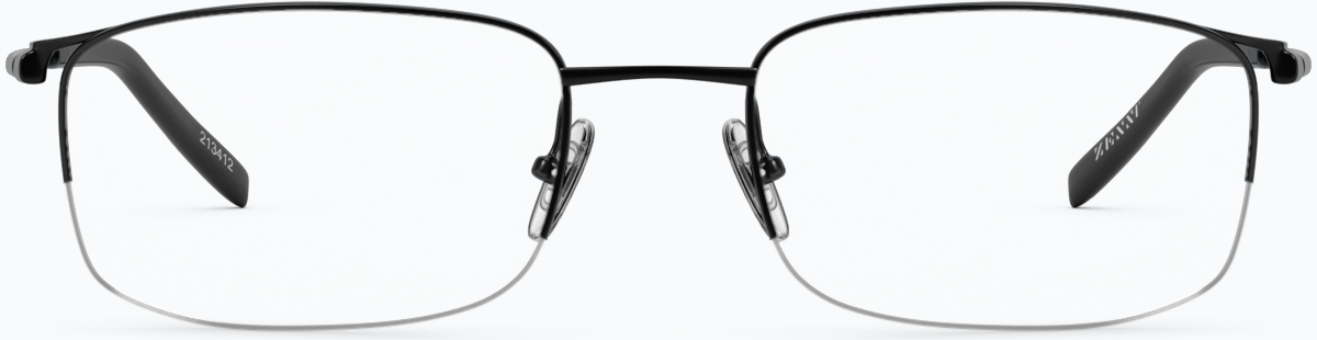 Front view of Rectangle Glasses 213421 in Black thumbnail