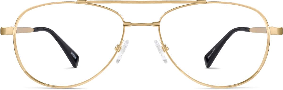 Front view of Aviator Glasses 217214 in Gold