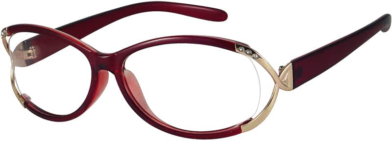 Angle view of Oval Glasses 221218 in Red