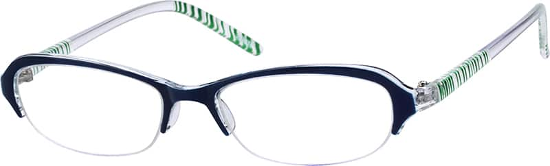 Angle view of Oval Glasses 222016 in Blue