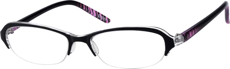 Angle view of Oval Glasses 222021 in Black