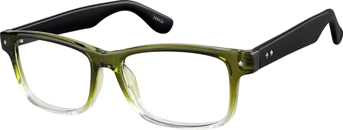 Angle view of Square Glasses 228434 in Olive