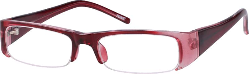 Angle view of Rectangle Glasses 229818 in Red