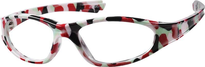 Angle view of Kids’ Oval Glasses 230428 in Red