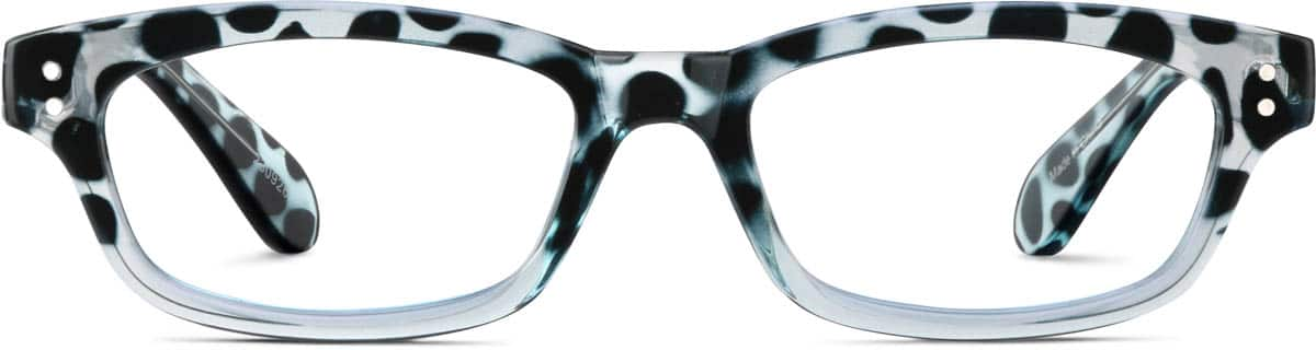 Front view of Rectangle Glasses 230926 in Blue