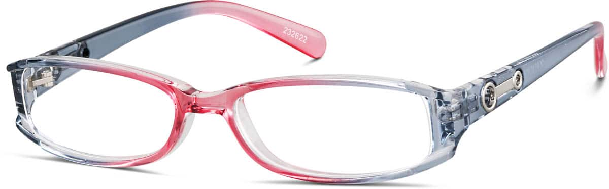 Angle view of Rectangle Glasses 232622 in Pink