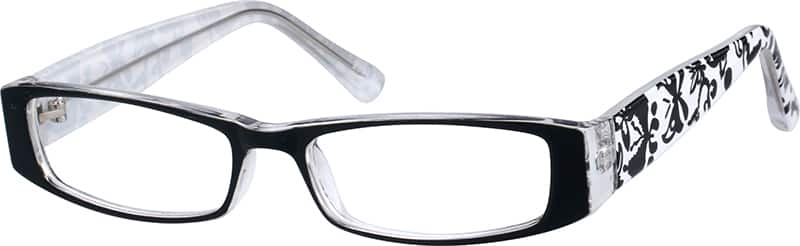 Angle view of Rectangle Glasses 233021 in Black