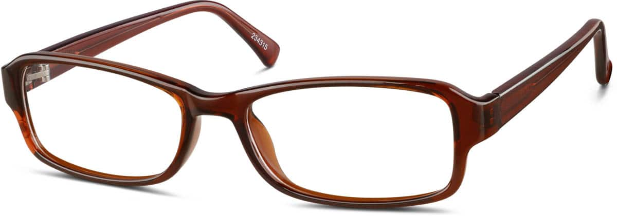 Angle view of Rectangle Glasses 234315 in Brown