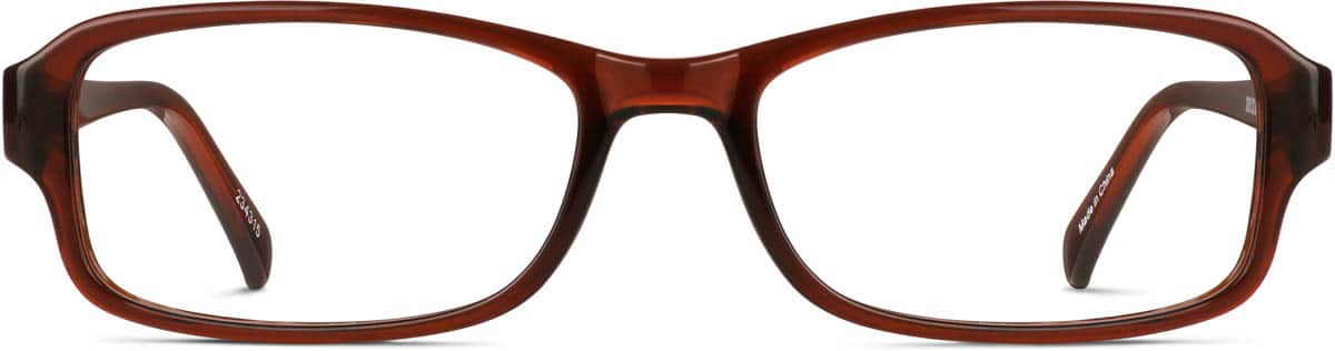 Front view of Rectangle Glasses 234315 in Brown