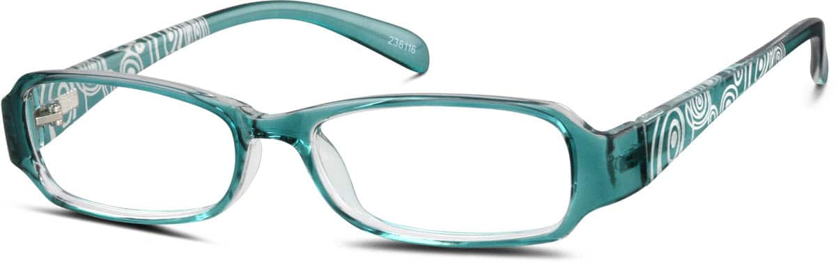 Angle view of Rectangle Glasses 236116 in Blue