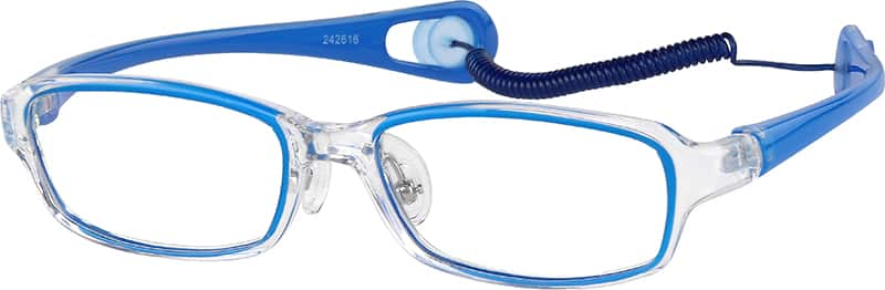 Angle view of Kids’ Rectangle Glasses 242616 in Blue