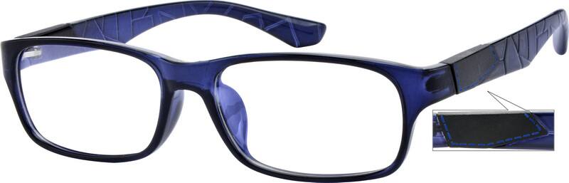 Angle view of Rectangle Glasses 243536 in Blue