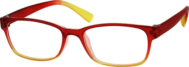 Angle view of Rectangle Glasses 243918 in Red