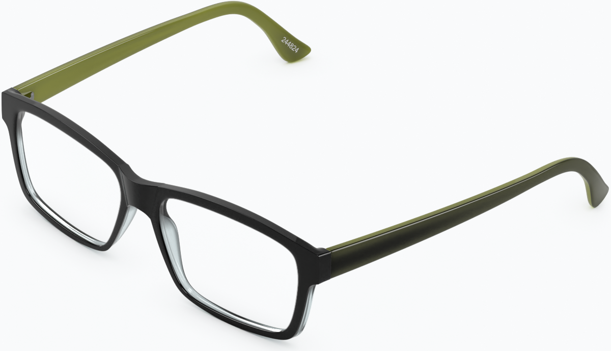 Angle view of Rectangle Glasses 244824 in Green thumbnail