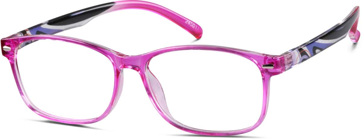 Angle view of Rectangle Glasses 245017 in Purple