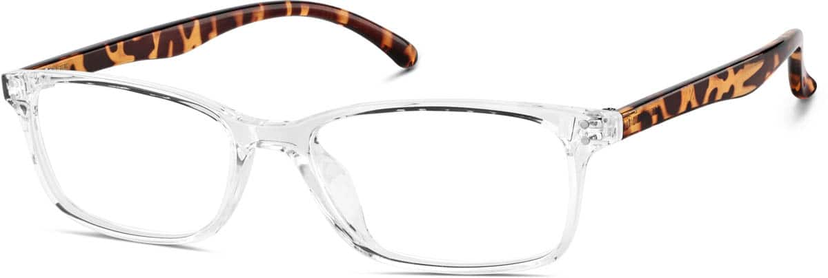 Angle view of Rectangle Glasses 246543 in Translucent