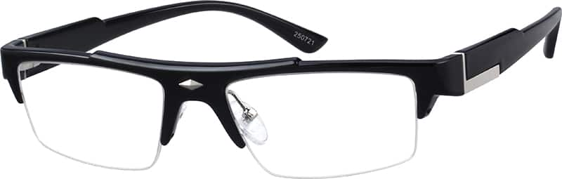 Angle view of Rectangle Glasses 250721 in Black