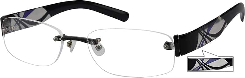 Angle view of Rimless Glasses 251321 in Black