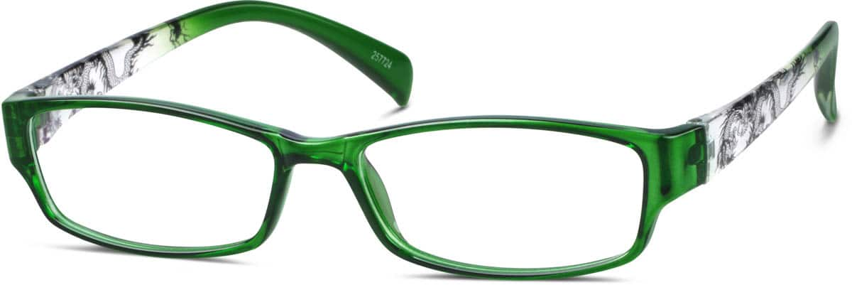 Angle view of Rectangle Glasses 257724 in Green