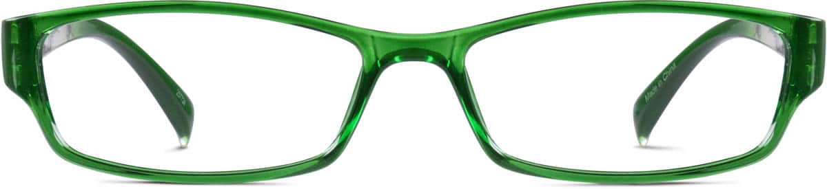 Front view of Rectangle Glasses 257724 in Green