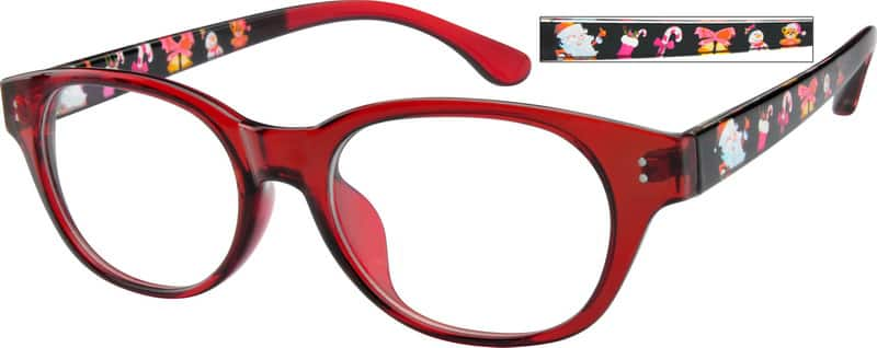 Angle view of Square Glasses 258618 in Red