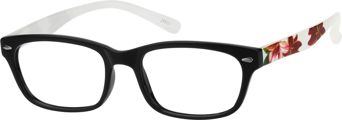 Angle view of Rectangle Glasses 259321 in Black