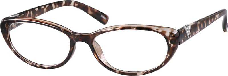 Angle view of Oval Glasses 260625 in Tortoiseshell