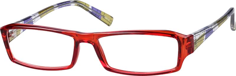 Angle view of Rectangle Glasses 260918 in Red
