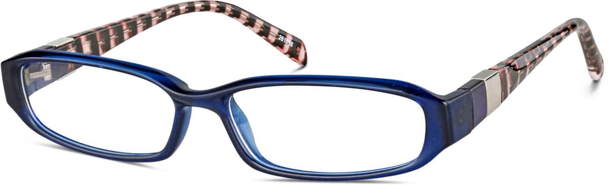 Angle view of Rectangle Glasses 261016 in Blue