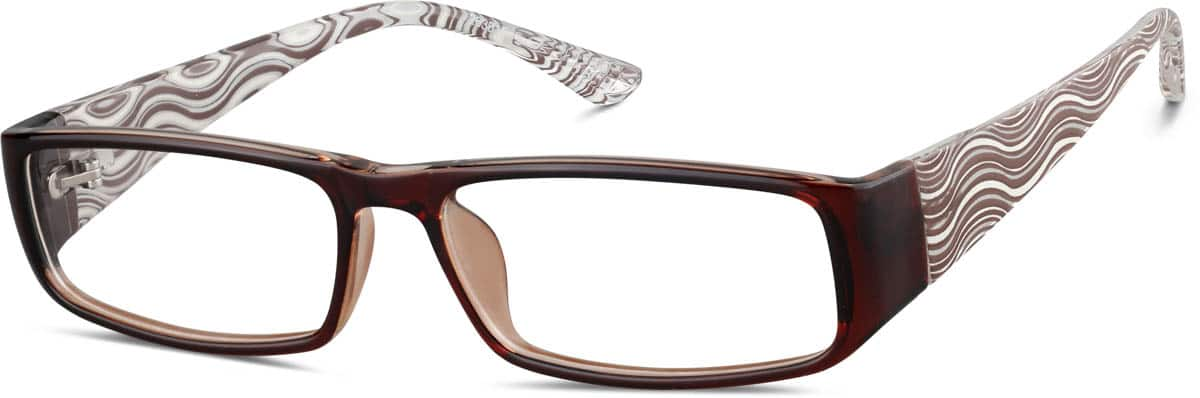 Angle view of Rectangle Glasses 263015 in Brown