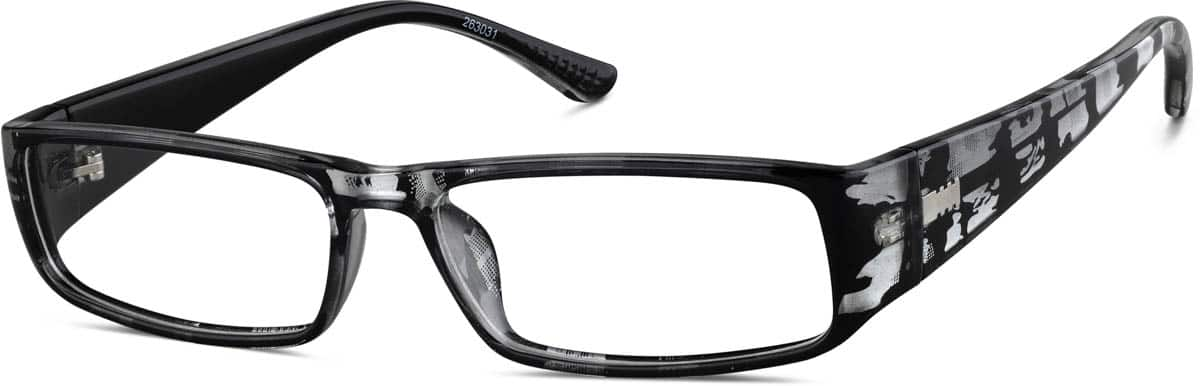 Angle view of Rectangle Glasses 263031 in Black