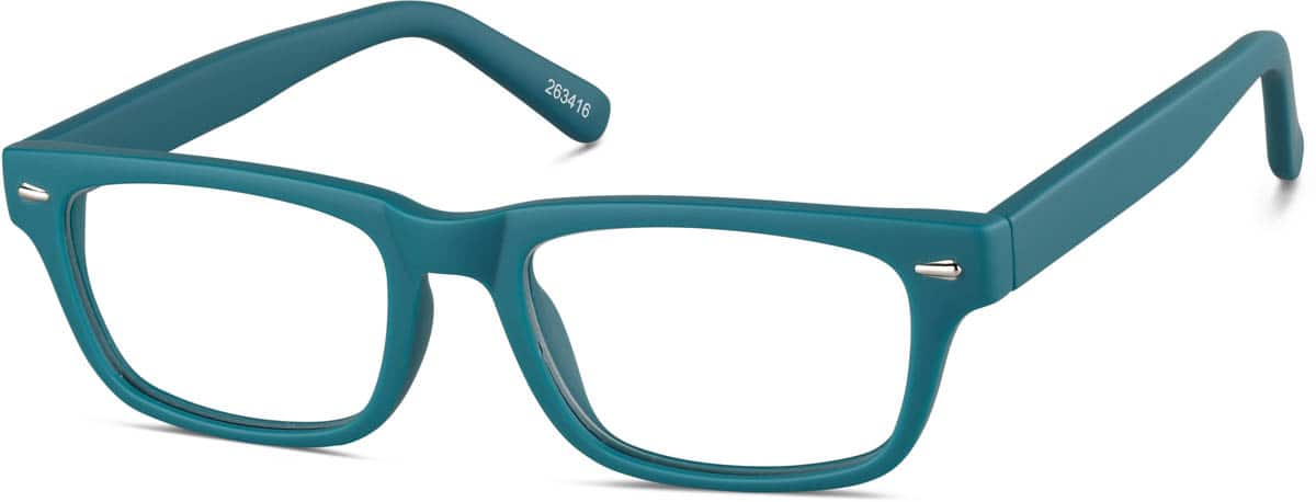 Angle view of Kids' Rectangle Glasses 263416 in Blue