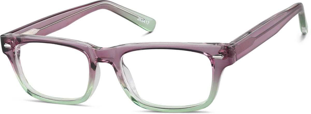 Angle view of Kids' Rectangle Glasses 263417 in Purple