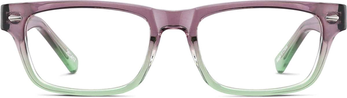 Front view of Kids' Rectangle Glasses 263417 in Purple