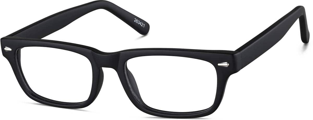 Angle view of Kids' Rectangle Glasses 263421 in Black