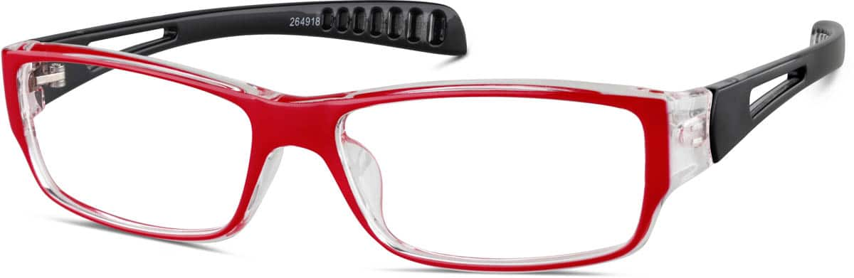 Angle view of Rectangle Glasses 264918 in Red