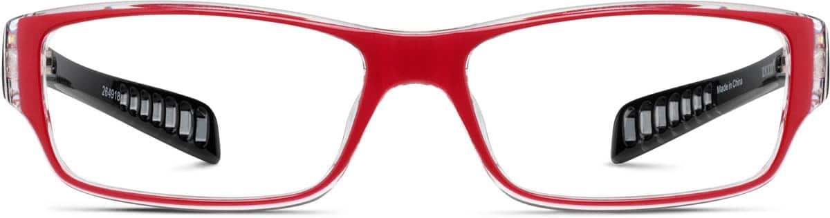 Front view of Rectangle Glasses 264918 in Red