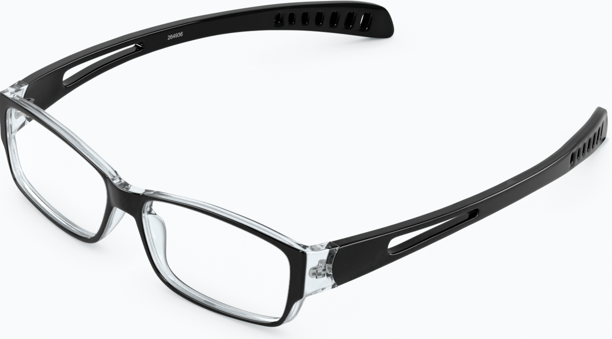 Angle view of Rectangle Glasses 264936 in Black thumbnail