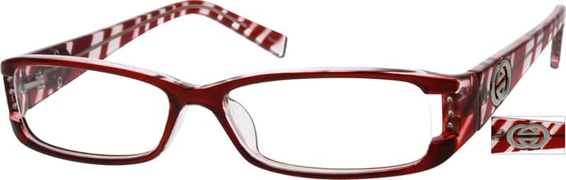 Angle view of Rectangle Glasses 265618 in Red