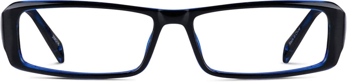 Front view of Rectangle Glasses 266216 in Blue