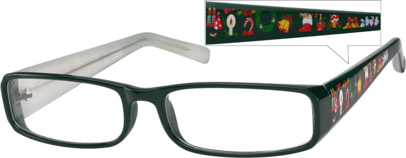 Angle view of Rectangle Glasses 268024 in Green