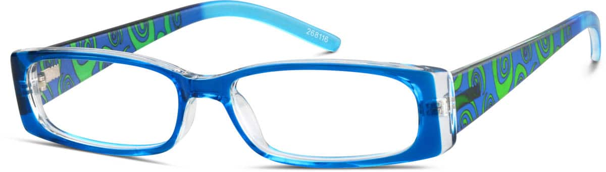 Angle view of Rectangle Glasses 268116 in Blue