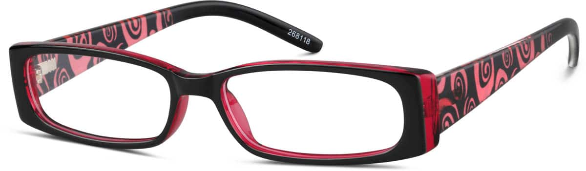 Angle view of Rectangle Glasses 268118 in Red