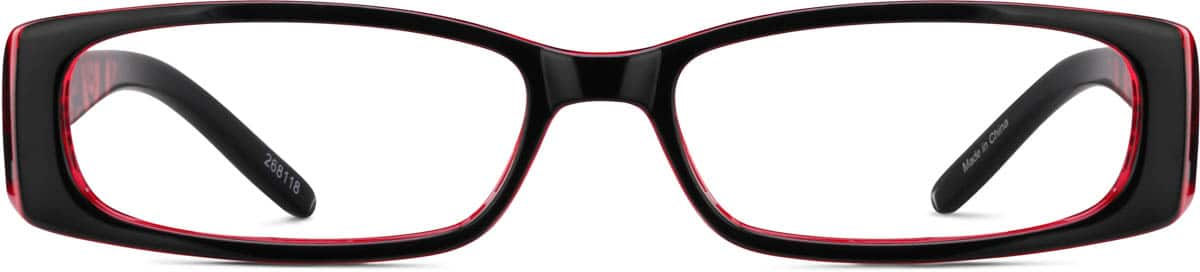 Front view of Rectangle Glasses 268118 in Red