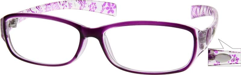 Angle view of Rectangle Glasses 268317 in Purple