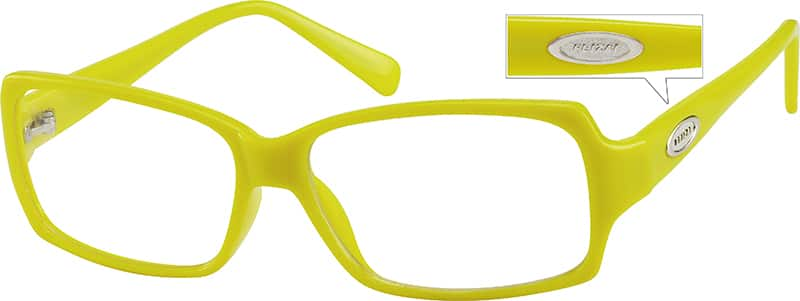 Angle view of Rectangle Glasses 268422 in Yellow