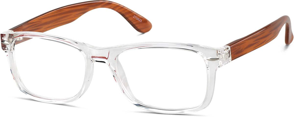 Angle view of Square Glasses 270423 in Clear