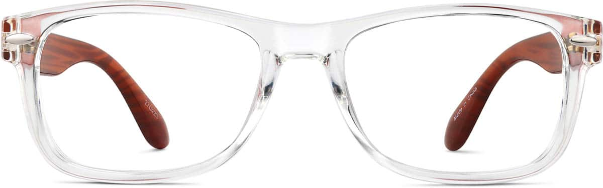 Front view of Square Glasses 270423 in Clear