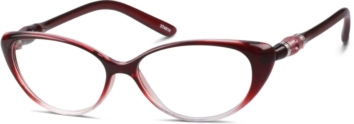 Angle view of Oval Glasses 274018 in Red